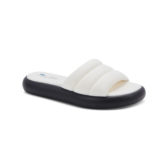 AQUA Womens White Buckle Accent Studded Kai Round Toe Platform Slip On Leather Espadrille Shoes M main image 0